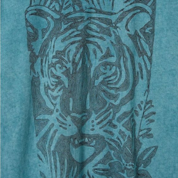 Torrid - Tiger Relaxed Fit Cotton Jersey Destructed Drop Shoulder Tunic in Teal - Picture 14 of 14